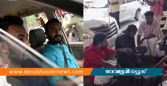 രാഹുൽ മാങ്കൂട്ടത്തിലിന്‍റെ വാഹനം തടഞ്ഞ് എസ്എഫ്‌ഐ പ്രവർത്തകർ