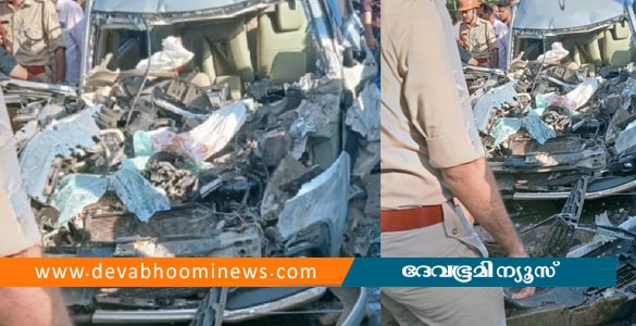 കോഴിക്കോട് നിർത്തിയിട്ട ടൂറിസ്റ്റ് ബസ്സിന് പുറകിൽ കാർ ഇടിച്ച് അപകടം; 7 പേർക്ക് പരിക്ക്